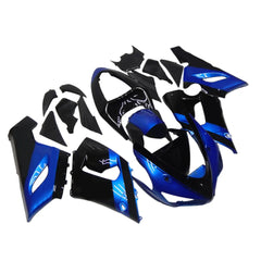 Kawasaki ZX-6R / 636 2005-2006 Blue and Black A fairing kit left side view
