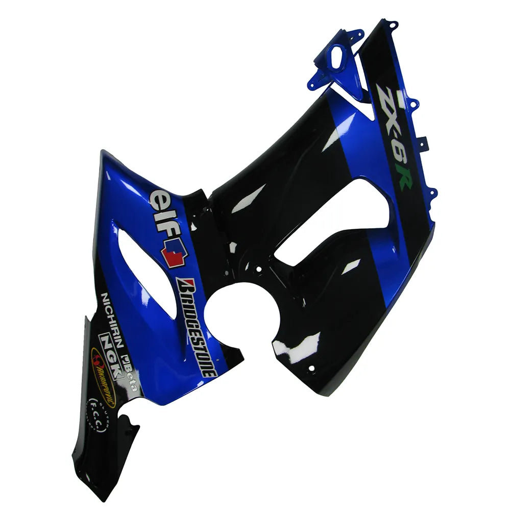 Kawasaki ZX-6R / 636 2005-2006 Blue and Black B tail section fairing side view