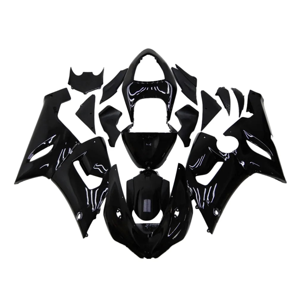 Kawasaki ZX-6R / 636 2005-2006 Gloss Black No Lettering full fairing kit set view