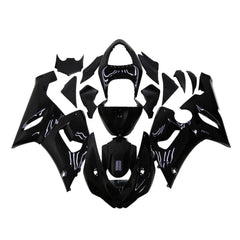 Kawasaki ZX-6R / 636 2005-2006 Gloss Black No Lettering full fairing kit set view