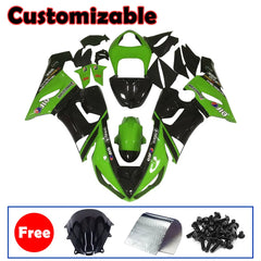 Kawasaki ZX-6R / 636 2005-2006 Green and Black Fairing Kit without Logos