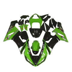 Kawasaki ZX-6R / 636 2005-2006 Green and Black without Logos full fairing kit set view