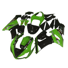 Kawasaki ZX-6R / 636 2005-2006 Green and Black without Logos fairing kit left side view