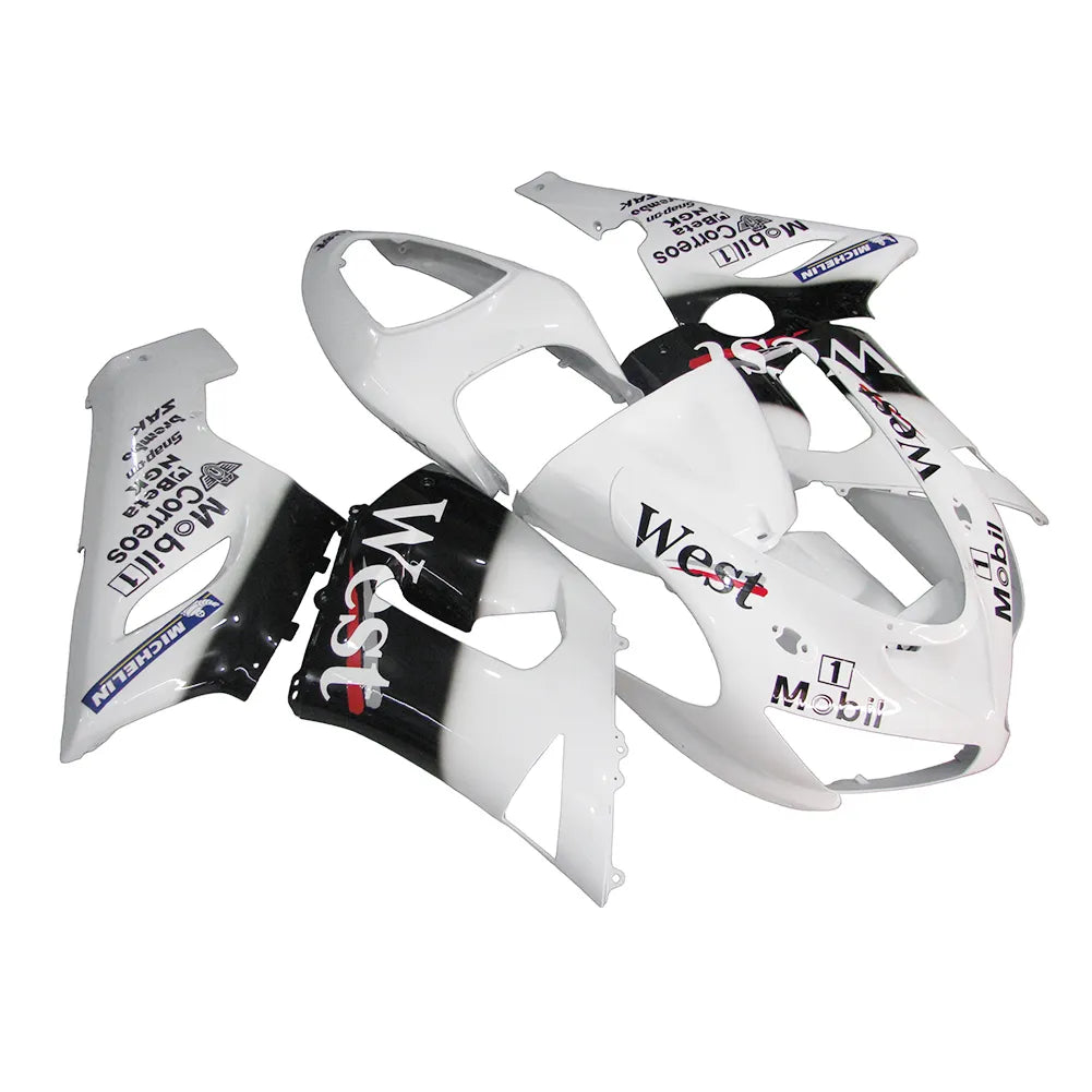 Kawasaki ZX-6R / 636 2005-2006 Black and White WEST Edition full fairing kit set view