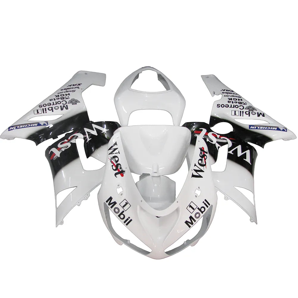 Kawasaki ZX-6R / 636 2005-2006 Black and White WEST Edition fairing kit front view