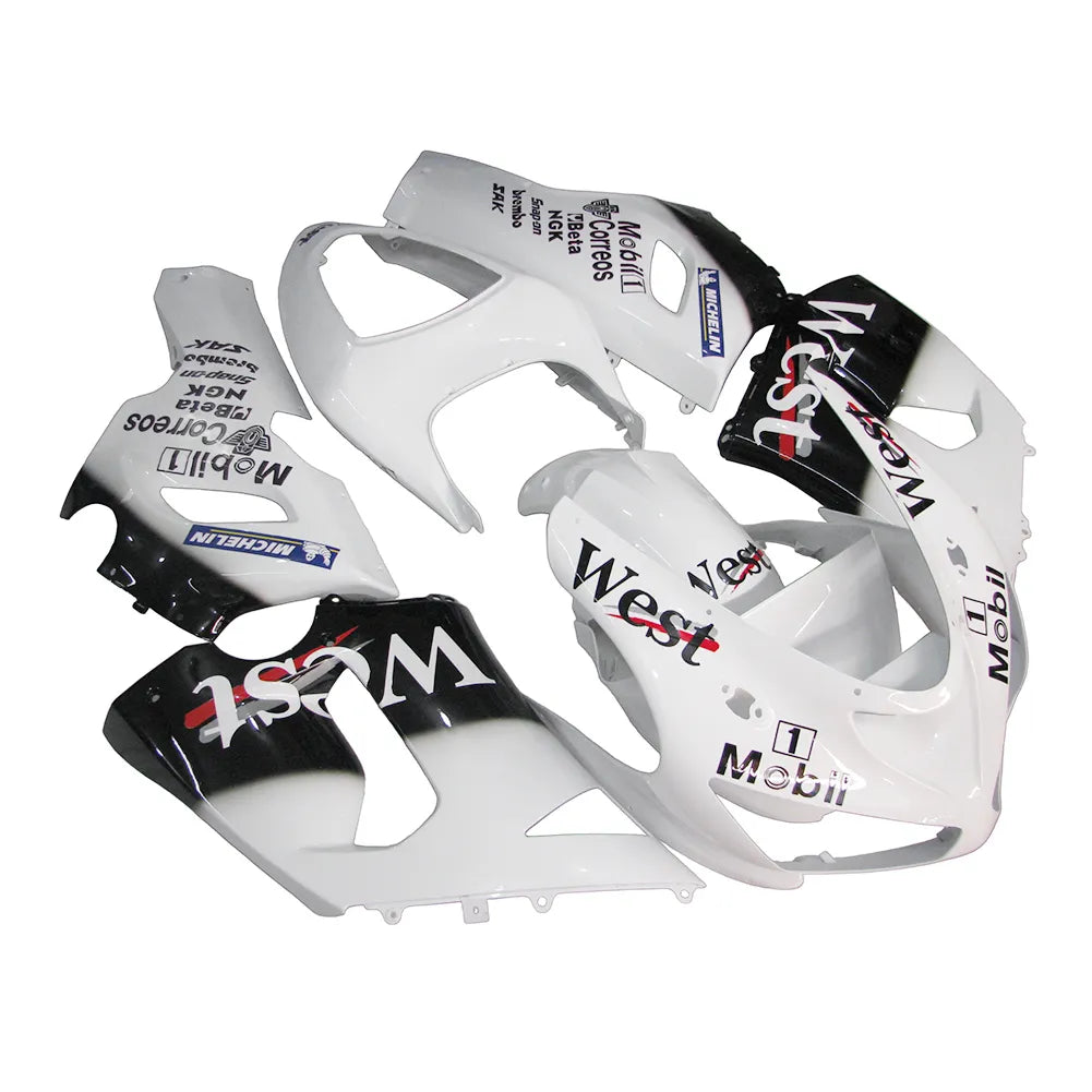 Kawasaki ZX-6R / 636 2005-2006 Black and White WEST Edition tail section fairing side view