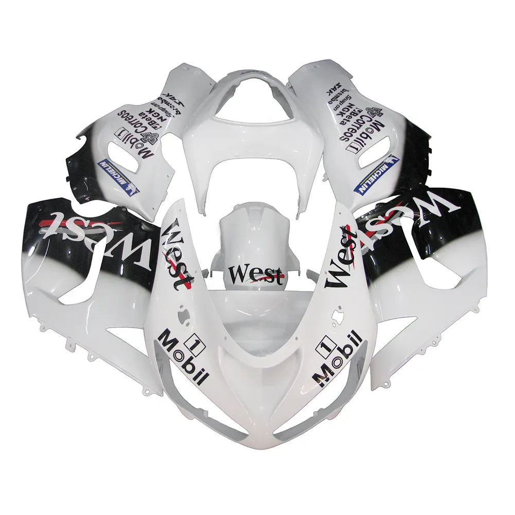 Kawasaki ZX-6R / 636 2005-2006 Black and White WEST Edition tail section fairing rear view