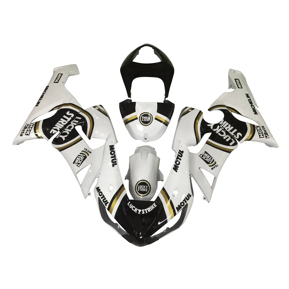 Kawasaki ZX-6R / 636 2005-2006 Black and White Lucky Strike Edition without Logos fairing kit front view