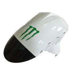 Kawasaki ZX-6R / 636 2005-2006 Black, White, and Green Monster Edition without Logos tail section fairing detail view 7
