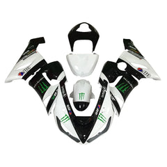 Kawasaki ZX-6R / 636 2005-2006 Black, White, and Green Monster Edition without Logos full fairing kit set view