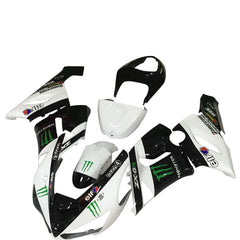 Kawasaki ZX-6R / 636 2005-2006 Black, White, and Green Monster Edition without Logos fairing kit front view
