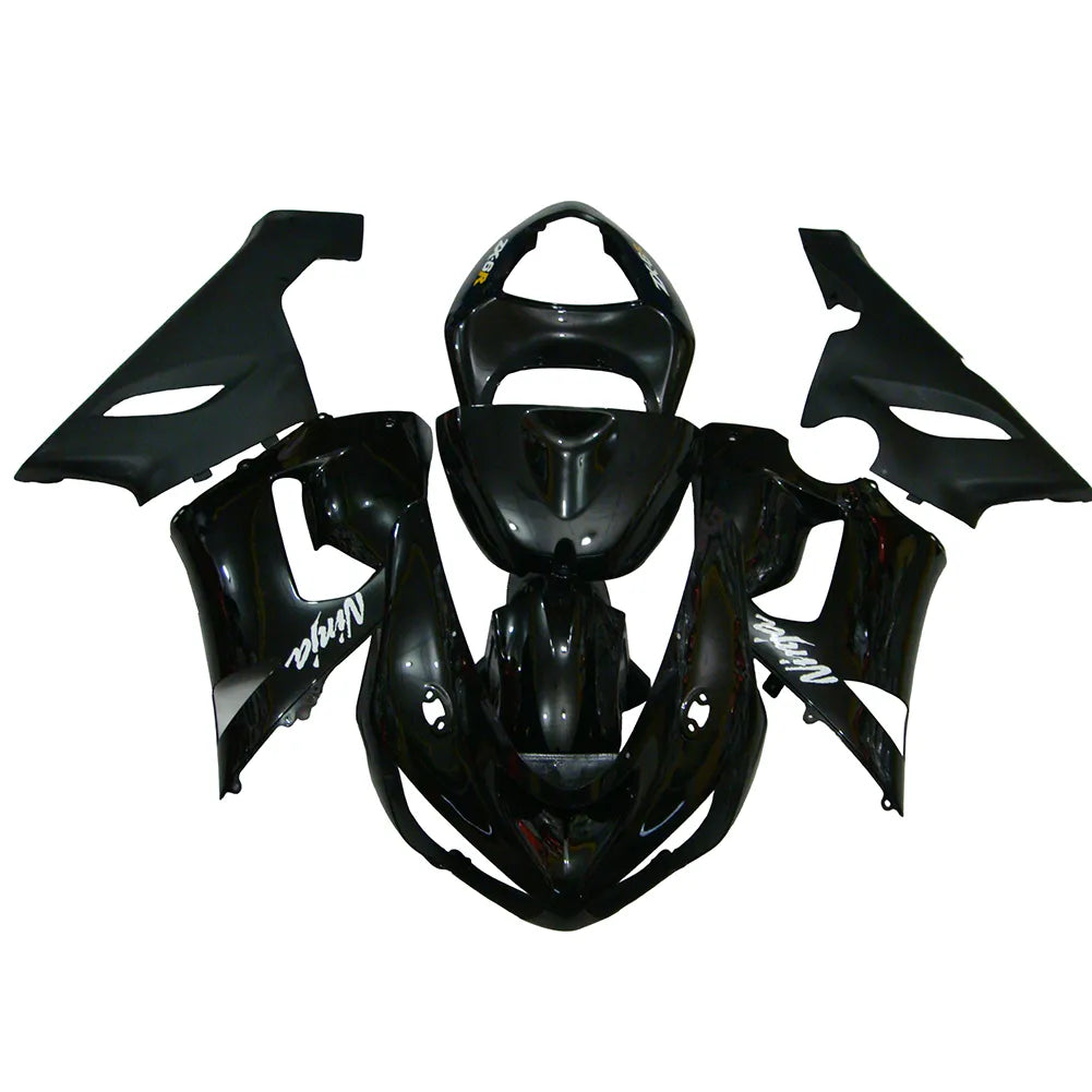 Kawasaki ZX-6R / 636 2005-2006 Lower Cowl Matte Black Decal Style fairing kit front view