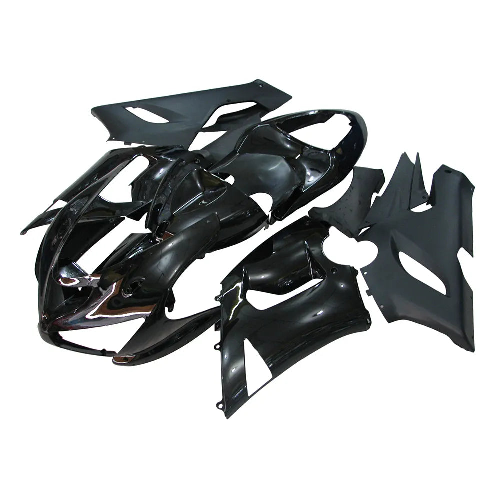 Kawasaki ZX-6R / 636 2005-2006 Matte and Gloss Black No Decal Style full fairing kit set view