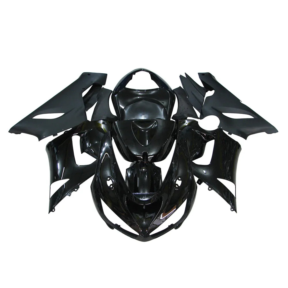 Kawasaki ZX-6R / 636 2005-2006 Matte and Gloss Black No Decal Style fairing kit front view