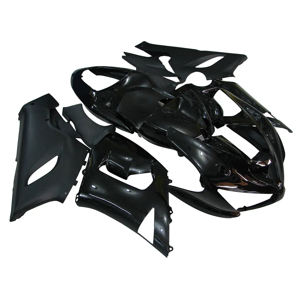 Kawasaki ZX-6R / 636 2005-2006 Matte and Gloss Black No Decal Style fairing kit left side view