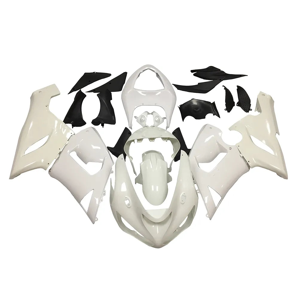 Kawasaki ZX-6R / 636 2005-2006 Plain White full fairing kit set view