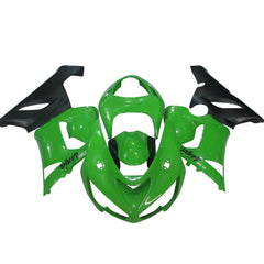 Kawasaki ZX-6R / 636 2005-2006 Matte Black and Green Lettered fairing kit front view