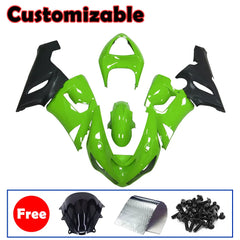 Kawasaki ZX-6R / 636 2005-2006 Matte Black and Green Unlettered Fairing Kit