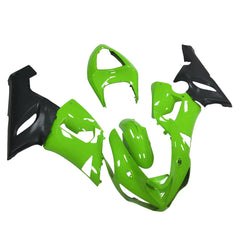 Kawasaki ZX-6R / 636 2005-2006 Matte Black and Green Unlettered fairing kit front view