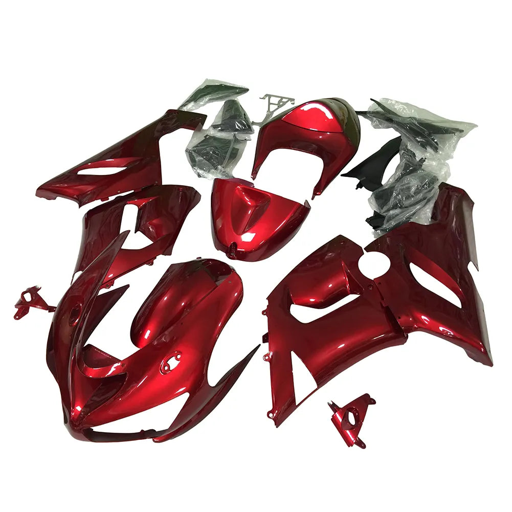 Kawasaki ZX-6R / 636 2005-2006 Pearl Red A full fairing kit set view