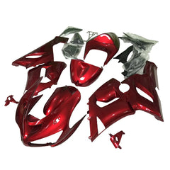 Kawasaki ZX-6R / 636 2005-2006 Pearl Red A full fairing kit set view