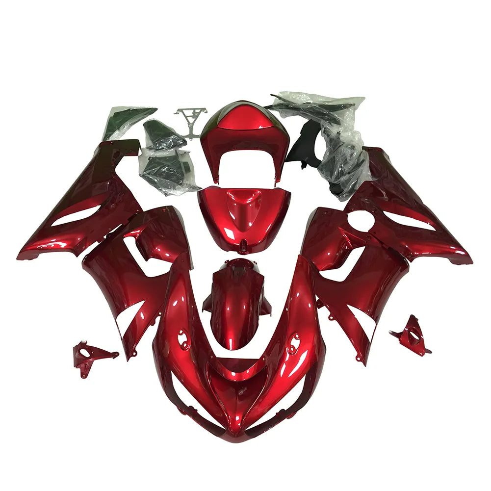 Kawasaki ZX-6R / 636 2005-2006 Pearl Red A fairing kit front view
