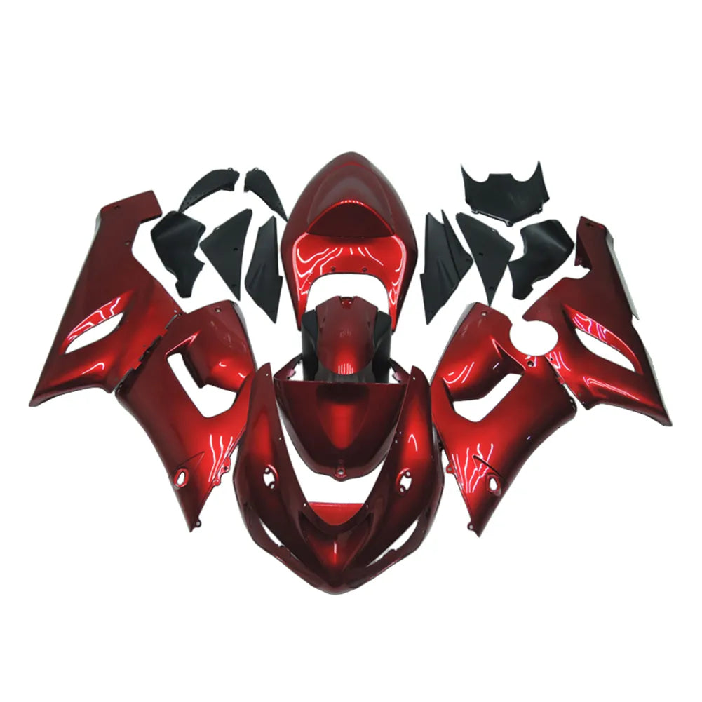 Kawasaki ZX-6R / 636 2005-2006 Pearl Red B full fairing kit set view