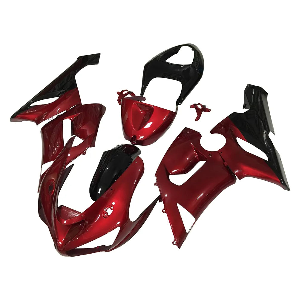 Kawasaki ZX-6R / 636 2005-2006 Pearl Red and Black full fairing kit set view