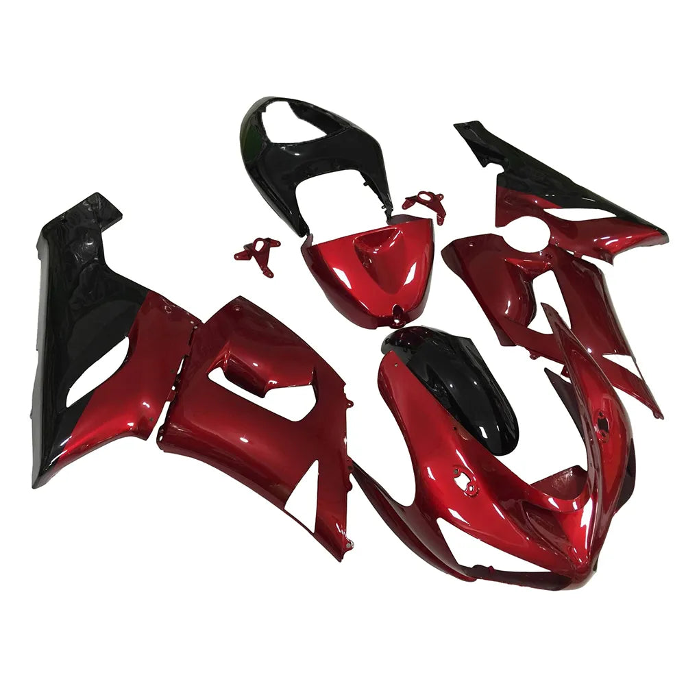 Kawasaki ZX-6R / 636 2005-2006 Pearl Red and Black fairing kit left side view