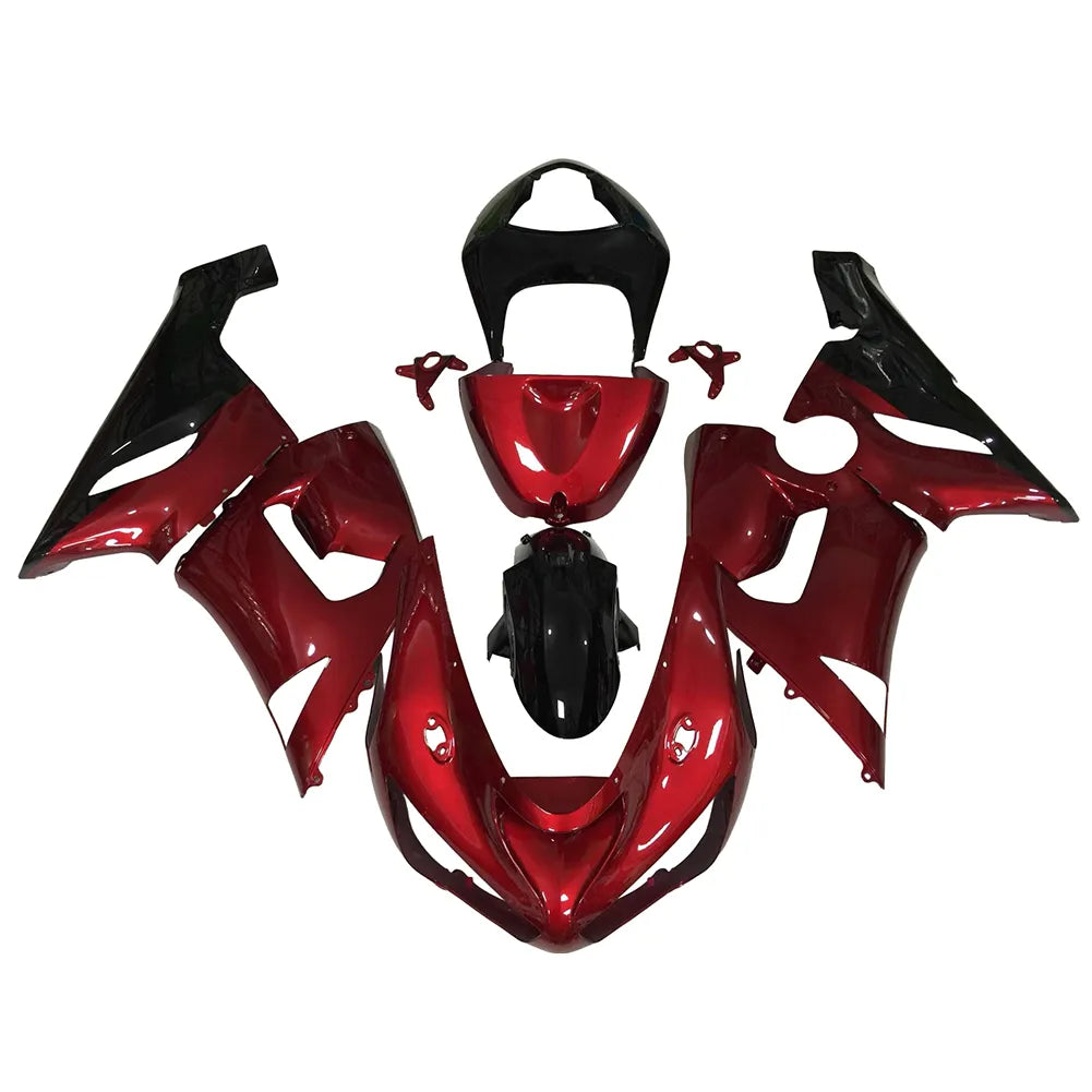 Kawasaki ZX-6R / 636 2005-2006 Pearl Red and Black fairing kit front view