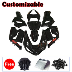 Kawasaki ZX-6R / 636 2005-2006 Gloss Black Lettered Fairing Kit
