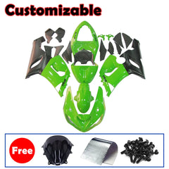 Kawasaki ZX-6R / 636 2005-2006 Black and Green Fairing Kit