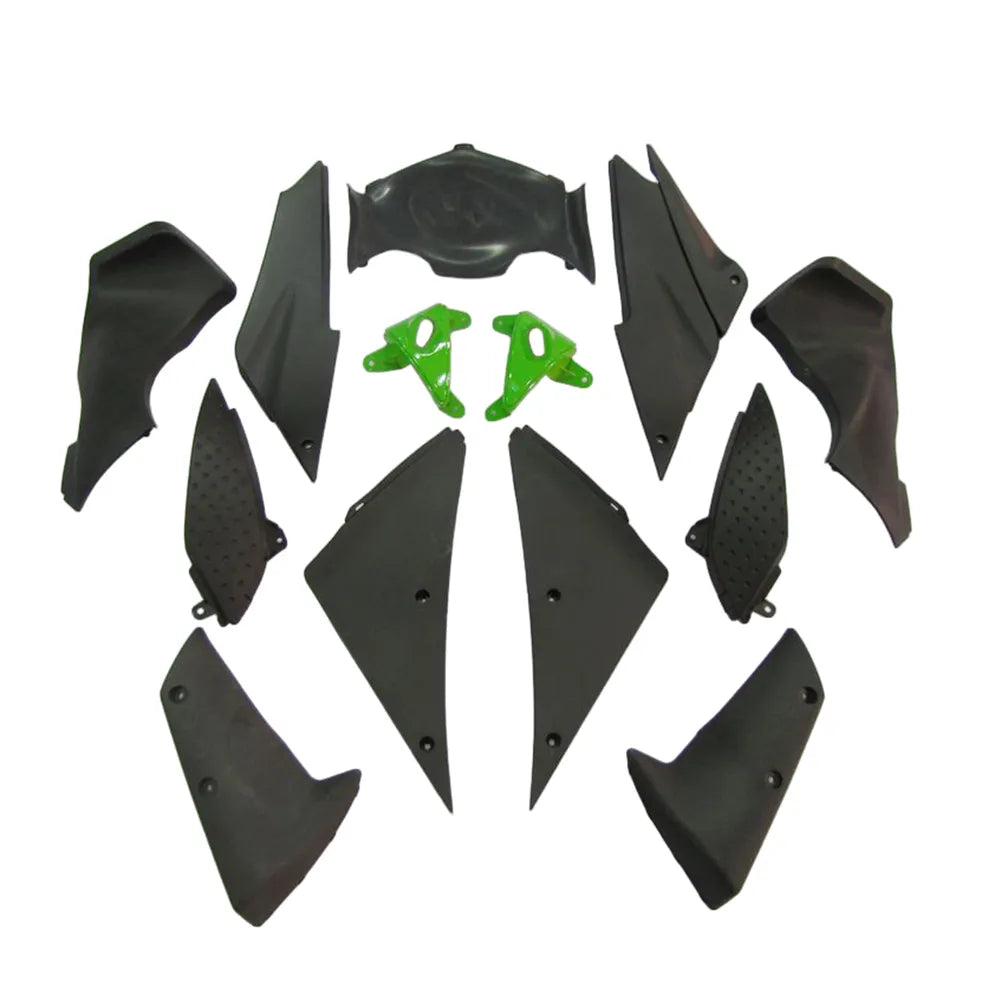 Kawasaki ZX-6R / 636 2005-2006 Black and Green fairing kit left side view