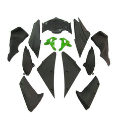 Kawasaki ZX-6R / 636 2005-2006 Black and Green fairing kit left side view