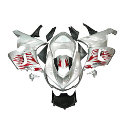 Kawasaki ZX-6R / 636 2005-2006 Red, Silver, and Flame Lettered tail section fairing rear view