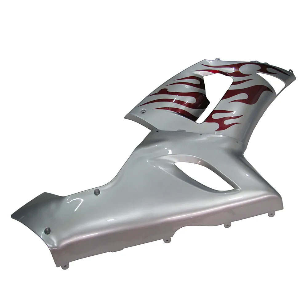 Kawasaki ZX-6R / 636 2005-2006 Red, Silver, and Flame Unlettered tail section fairing side view