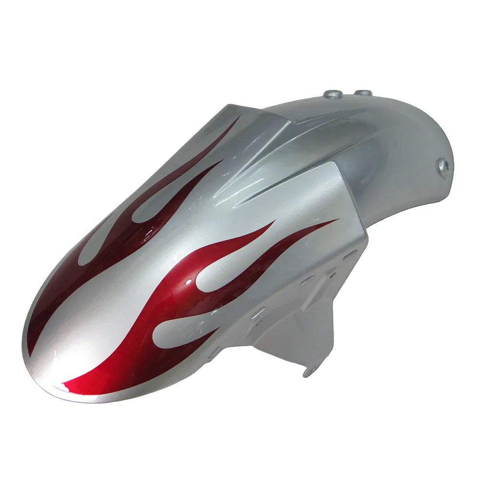 Kawasaki ZX-6R / 636 2005-2006 Red, Silver, and Flame Unlettered tail section fairing detail view 5