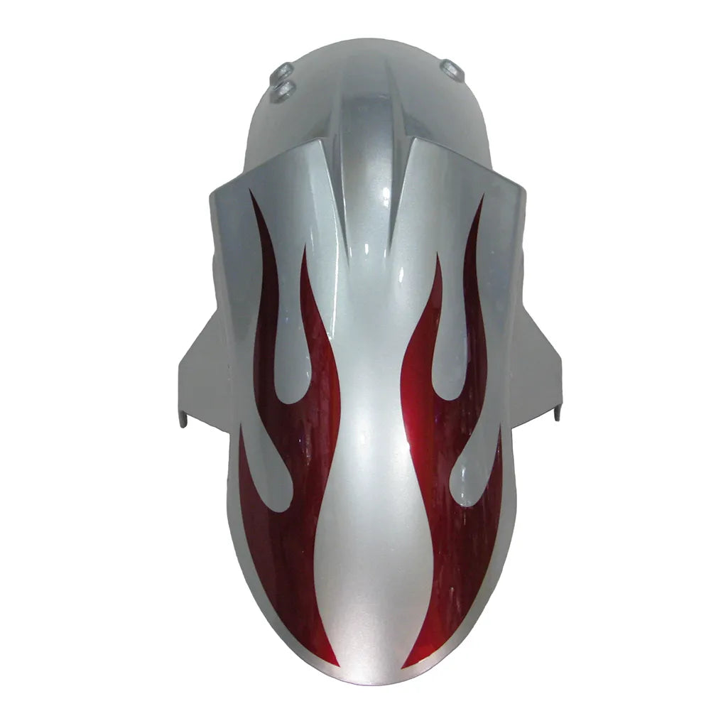 Kawasaki ZX-6R / 636 2005-2006 Red, Silver, and Flame Unlettered tail section fairing detail view 6