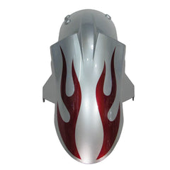 Kawasaki ZX-6R / 636 2005-2006 Red, Silver, and Flame Unlettered tail section fairing detail view 6