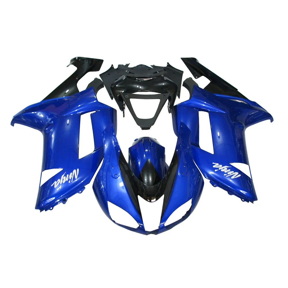 Kawasaki ZX-6R / 636 2007-2008 Blue and Black fairing kit front view