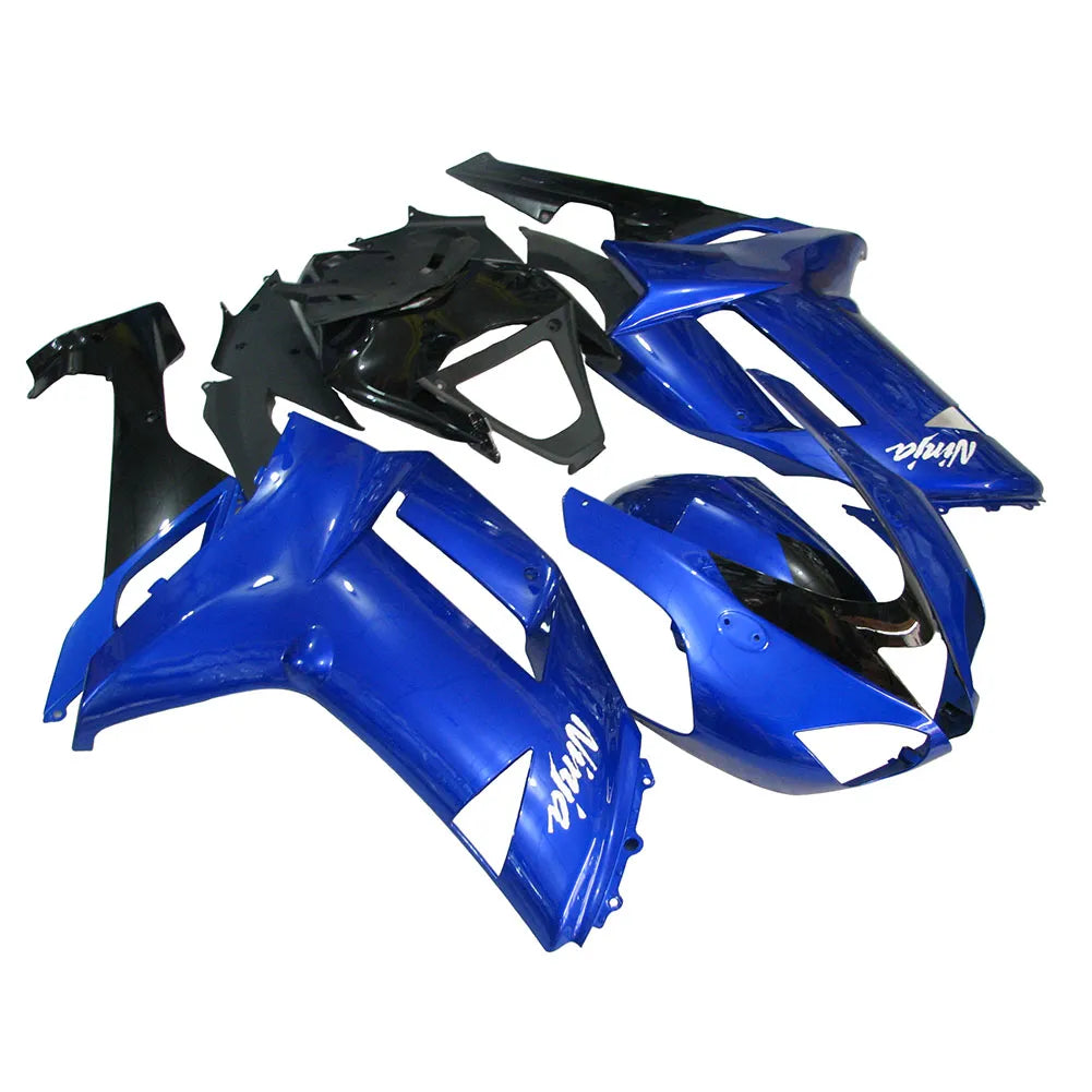 Kawasaki ZX-6R / 636 2007-2008 Blue and Black fairing kit left side view