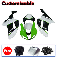 Kawasaki ZX-6R / 636 2007-2008 Green, White, and Black Fairing Kit without Logos