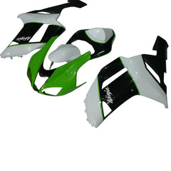 Kawasaki ZX-6R / 636 2007-2008 Green, White, and Black without Logos fairing kit left side view