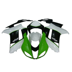 Kawasaki ZX-6R / 636 2007-2008 Green, White, and Black without Logos tail section fairing rear view