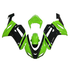 Kawasaki ZX-6R / 636 2007-2008 Green and Black B fairing kit front view