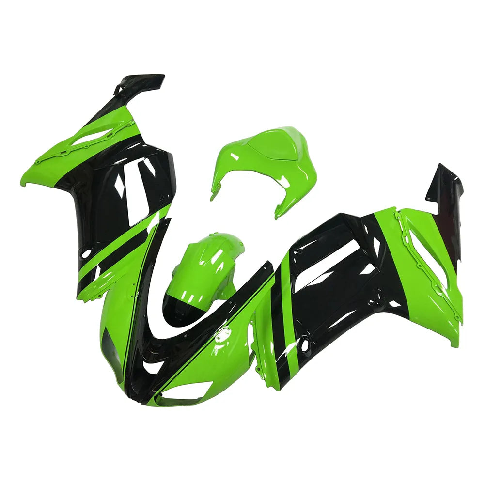 Kawasaki ZX-6R / 636 2007-2008 Green and Black B fairing kit left side view