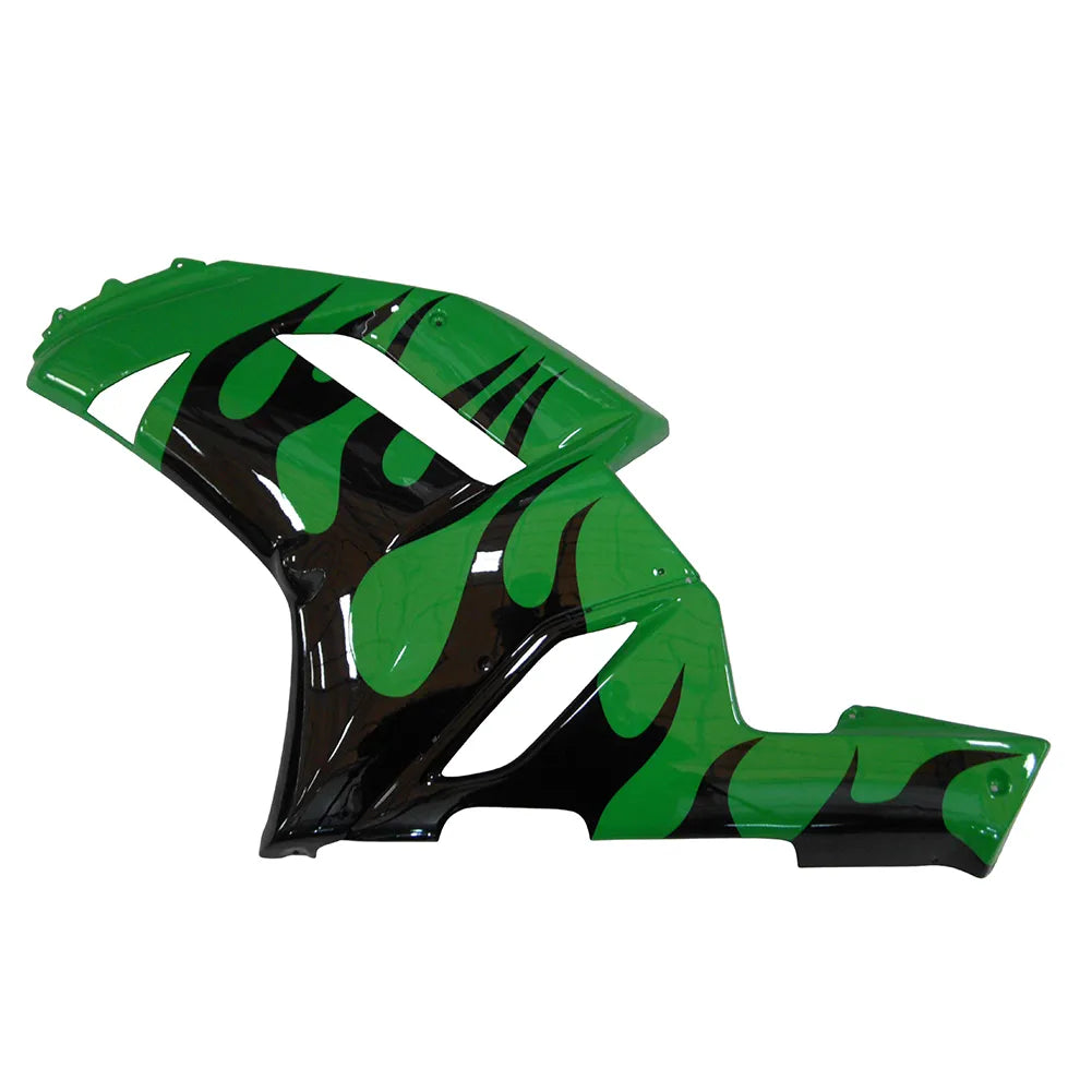 Kawasaki ZX-6R / 636 2007-2008 Green, Black, and Flame tail section fairing rear view