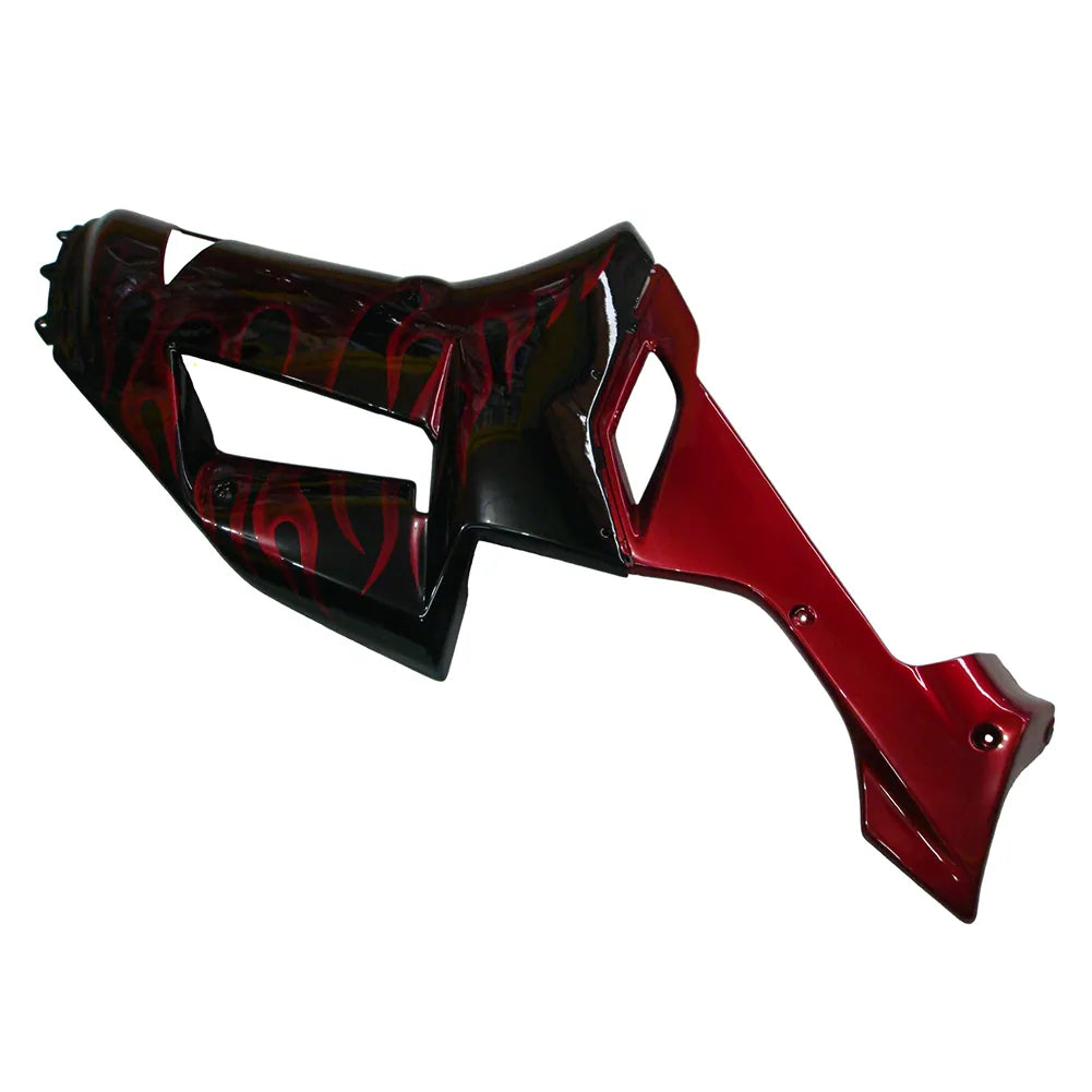Kawasaki ZX-6R / 636 2007-2008 Black and Red Flame A without Logos tail section fairing detail view 2