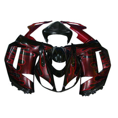 Kawasaki ZX-6R / 636 2007-2008 Black and Red Flame A without Logos tail section fairing rear view