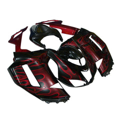 Kawasaki ZX-6R / 636 2007-2008 Black and Red Flame A without Logos tail section fairing side view
